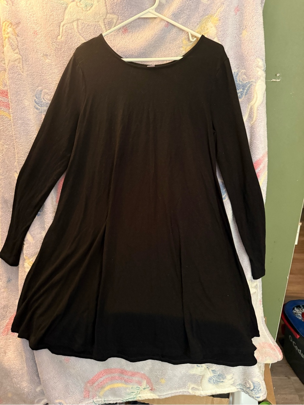 Old Navy Black Long Sleeve Swing Tee Dress